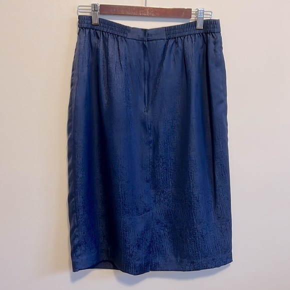 Vintage 100% silk pencil skirt in dark blue - Picture 4 of 7